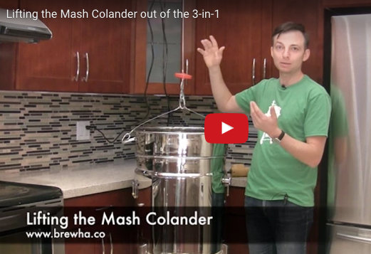 lifting mash colander brewing system
