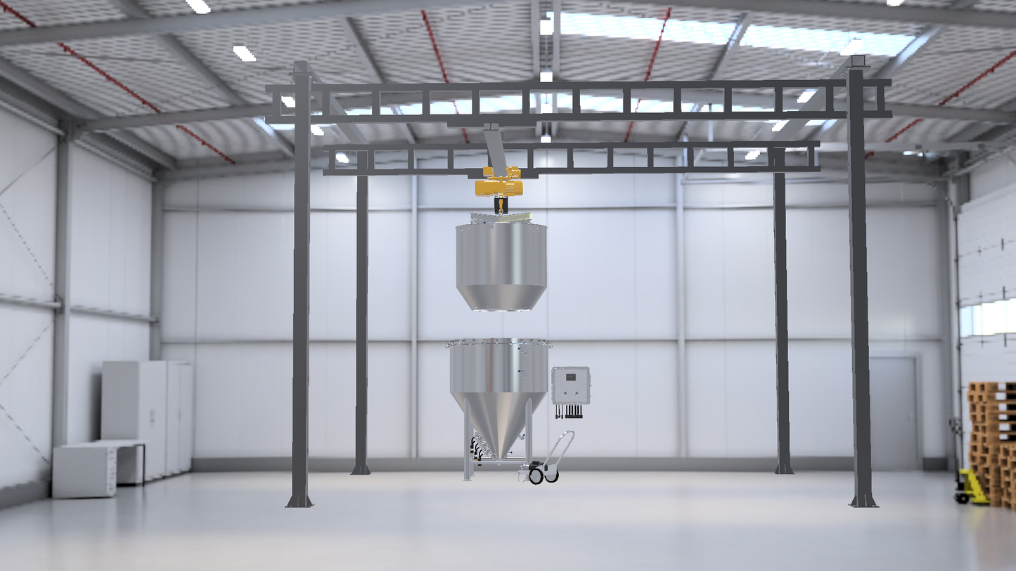 15BBL 17HL brew system with workstation gantry