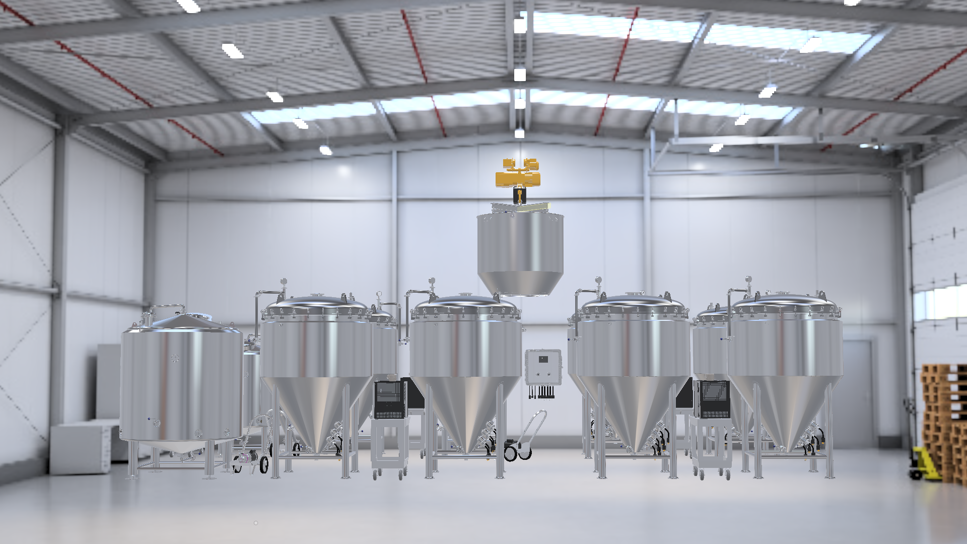 complete 15BBL brewhouse with eight 15BBL 17HL fermentors