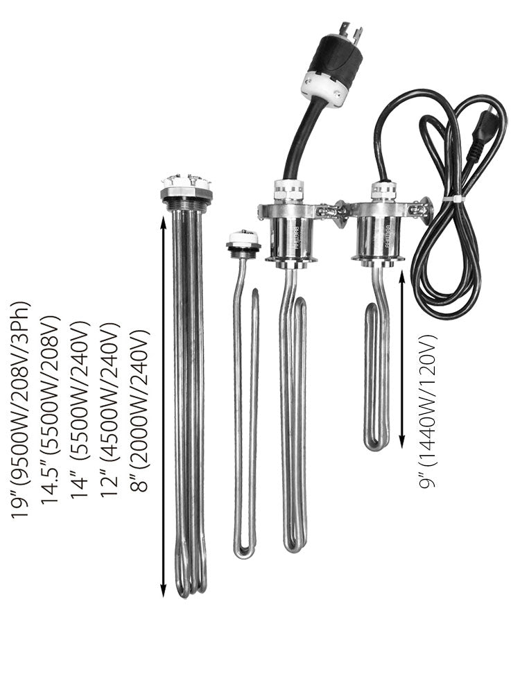 Premium 100% Stainless Immersion Electric Water Heater Element 240V/2000W