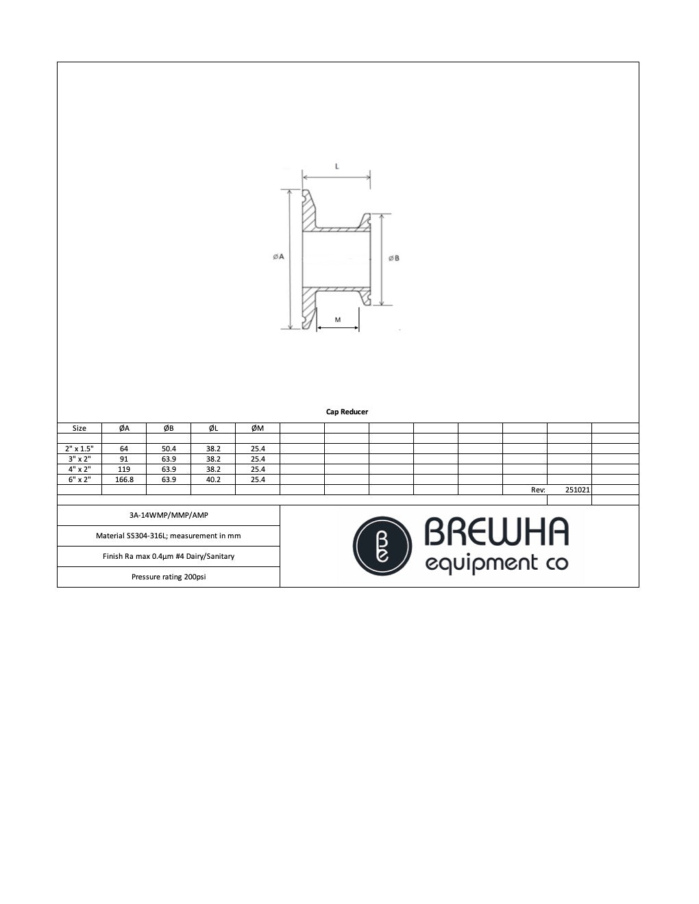 technical drawing sanitary cap reducer