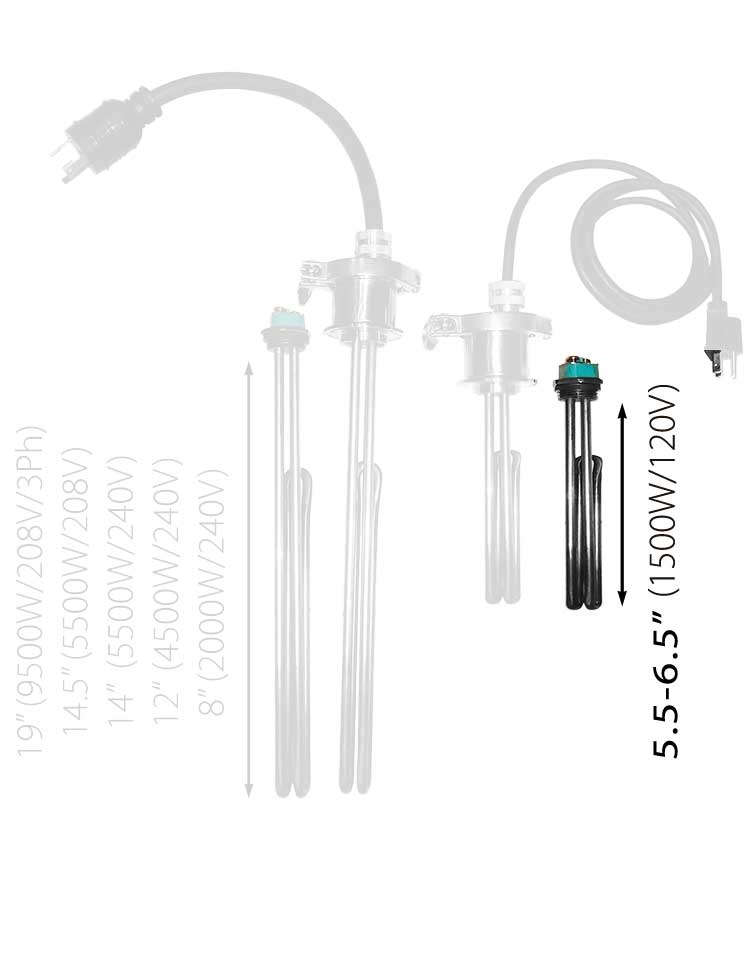 120V/1500W and 240V/2000W (final sale) stainless immersion water heater with gasket