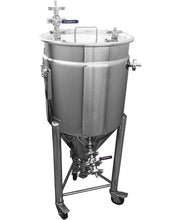 Load image into Gallery viewer, Stainless conical fermenter jacketed as part of complete beer brewing system
