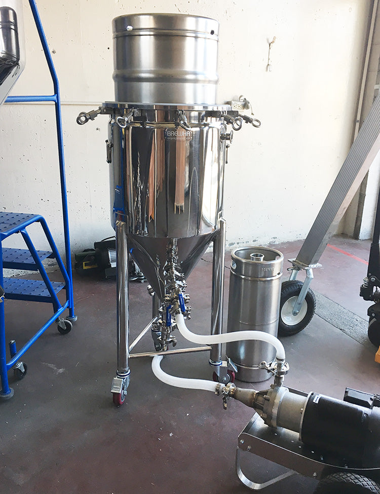 manual keg washer with sanke keg and pump