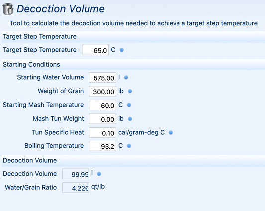 decoction calculation for BREWHA BIAC
