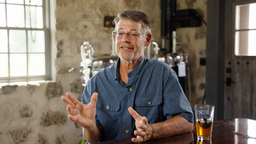 Steve Hollins inside his dream BREWHA home brewery