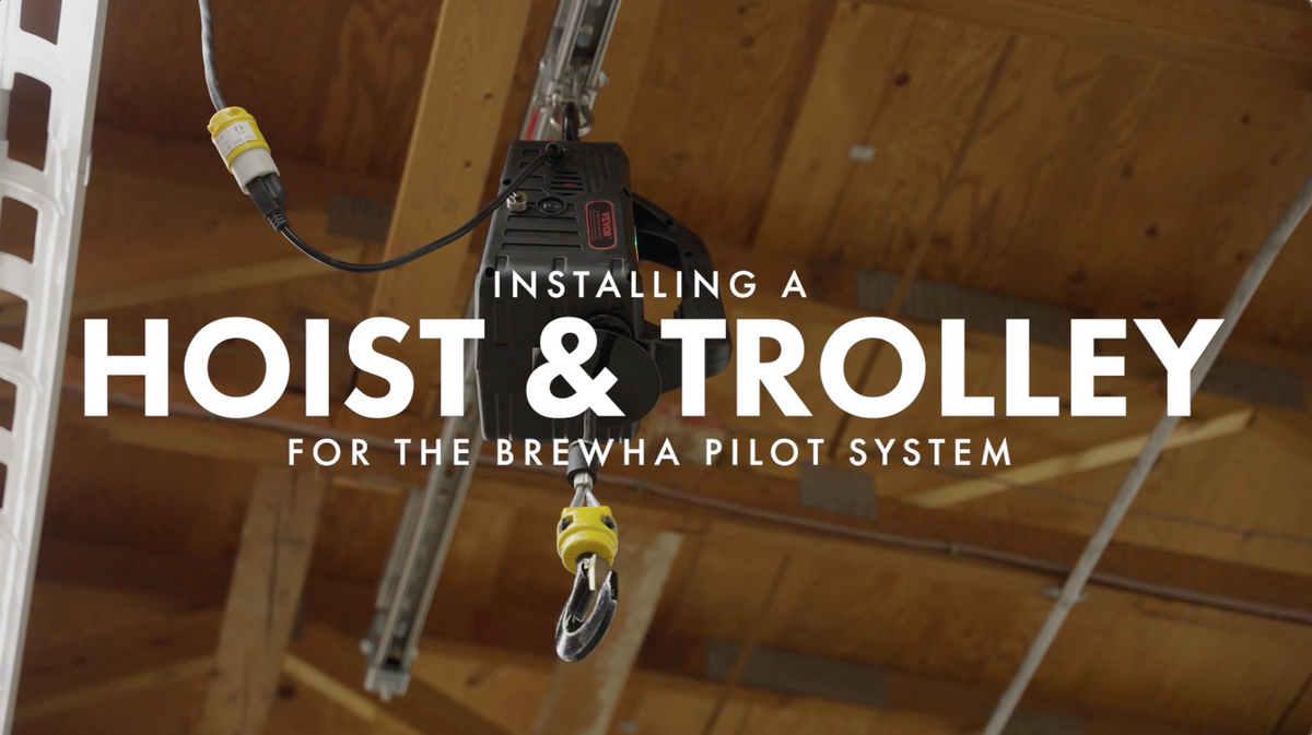 Load video: Installing an overhead hoist and trolley for your brewing system.