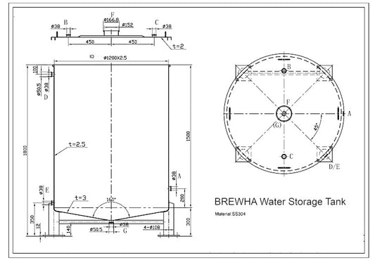 stainless steel water storage tank 500USG 1700L