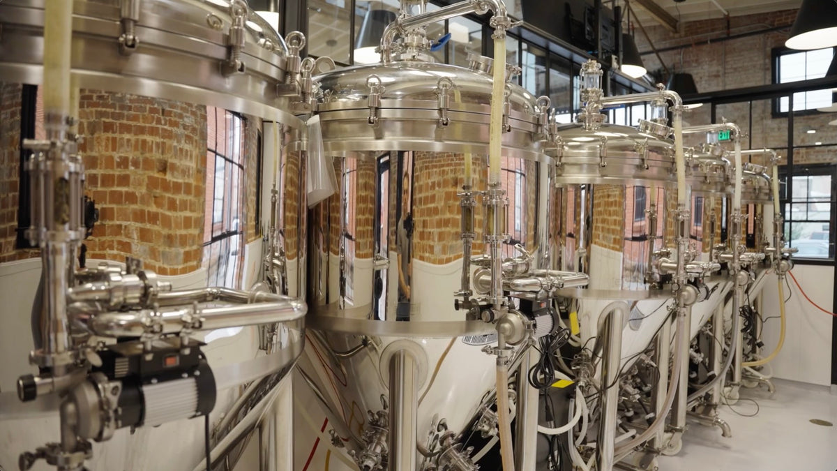 Multiple BREWHA 5-in-1 fermenters showing modular commercial brewery expansion