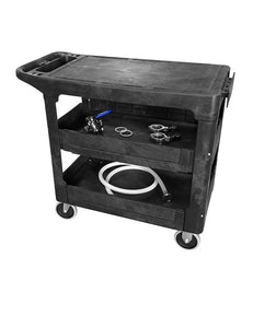 Heavy Duty Utility Cart with Swivel Casters, Flat Top, and Shelves