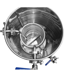 Stainless steel hot liquor kettle with HERMS coil for brewing beer
